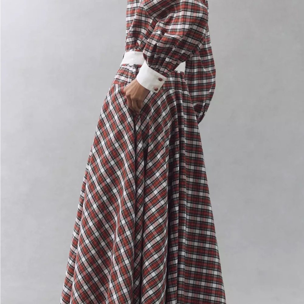 Hunter Bell Randolph Belted plaid Midi Dress New Sz 4 - Picture 4 of 7